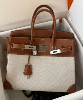 에르메스 버킨백30 골드브라운 캔버스 패치워크 스위프트 은장